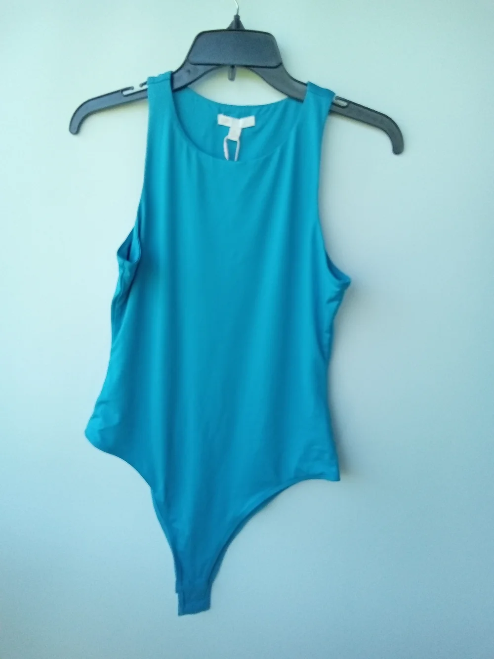 NWT GB Dillard's Turquoise Blue High Neck Sleeveless Thong Bodysuit Size M